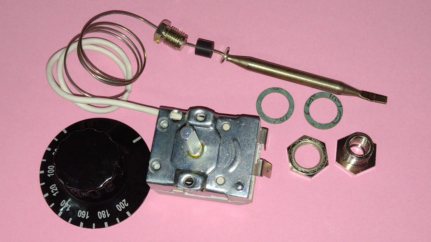 TERMOSTATO 60-190 °C SENSORE Ø=6x80mm CAPILLARE 600mm PREMISTOPPA 9x1