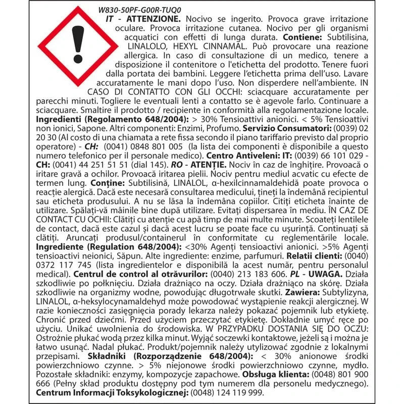 Detergente professionale per bucato in foglietti biodegradabile 40 Fogli