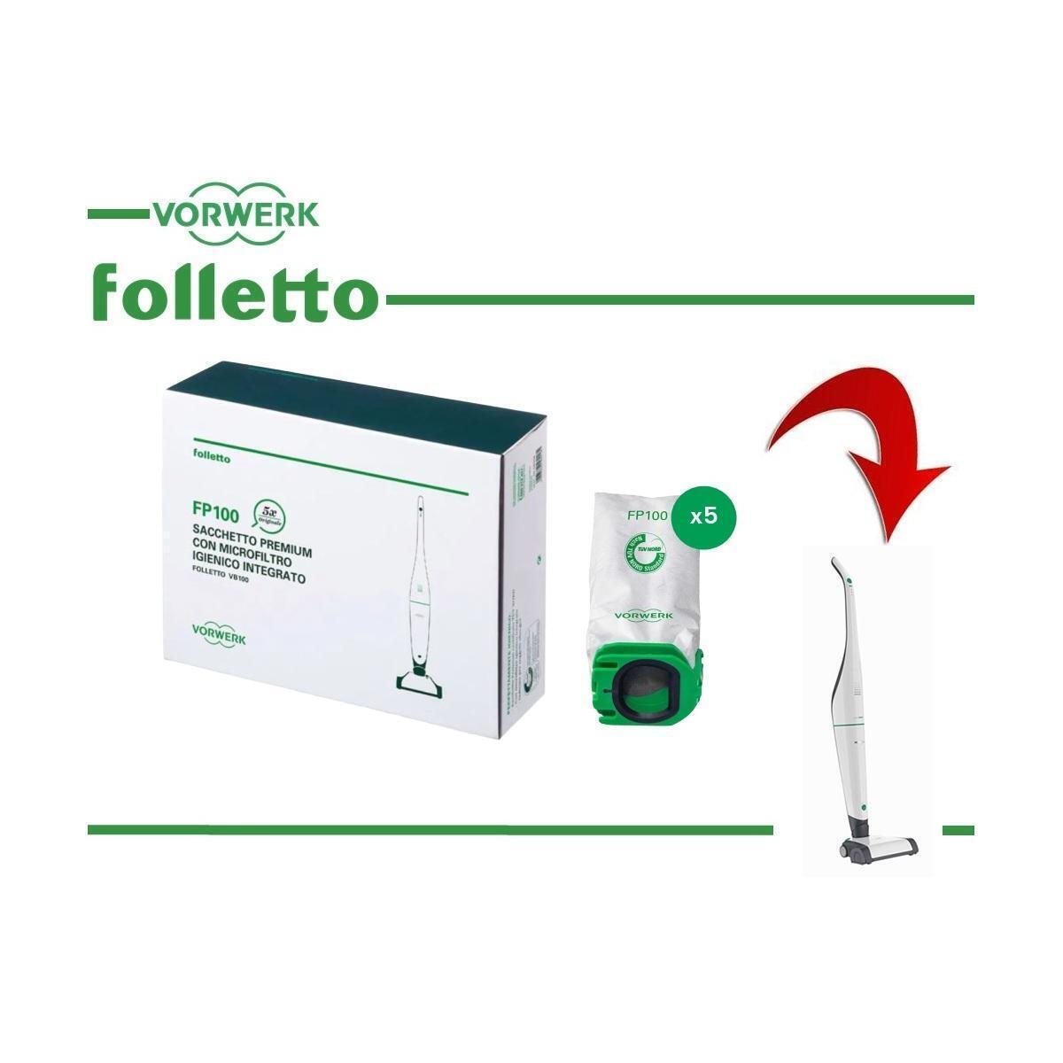 FP100 Sacchetti Premium x5 Originali Folletto VB100 VORWERK- 58018