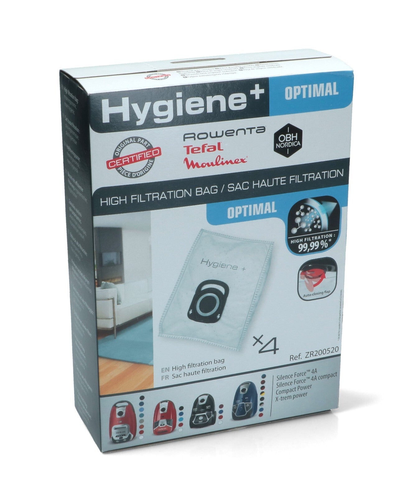 4 SACCHETTI ROWENTA SILENCE FORCE HYGIENE ROWENTA ZR200520 ORIGINALI