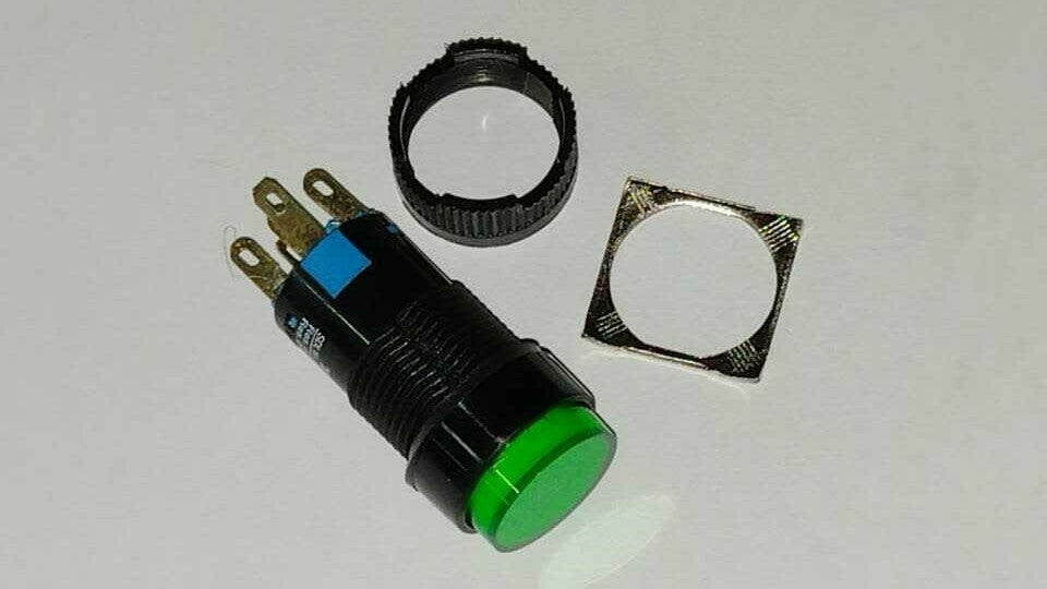 PULSANTE LUMINOSO CIRCOLARE VERDE DC 30V 50A  AC 250V 3A 11AD/24V