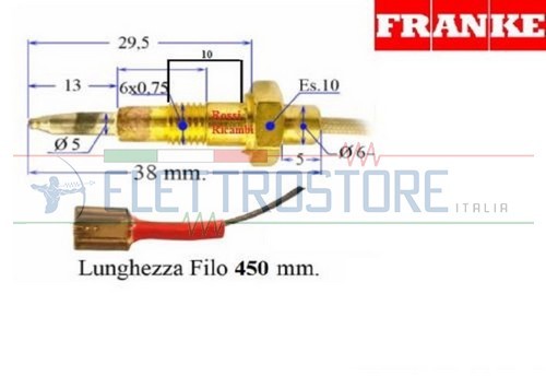 FRANKE TERMOCOPPIA SICUREZZA GAS CUCINA 1982192 1981316 DOPPIO FILO 27CG0325