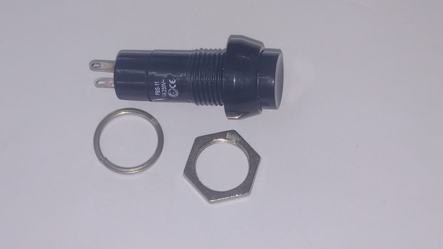 PULSANTE N.C. 3A-125VAC NERO DIAMETRO FILETTO 11,5mm