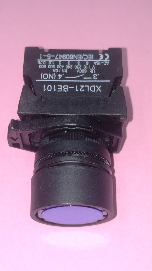 PULSANTE LUMINOSO A GHIERA E LED 24V BLU NA