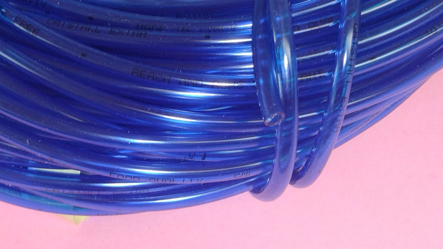 TUBO PVC 4x6mm TRASPARENTE AZZURRO ALIMENTARE PER DETERGENTE E BRILLANTANTE 1mt