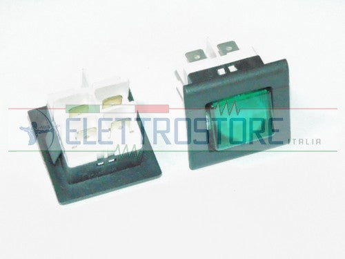 INTERRUTTORE BIPOLARE VERDE 25x27mm LUMINOSO