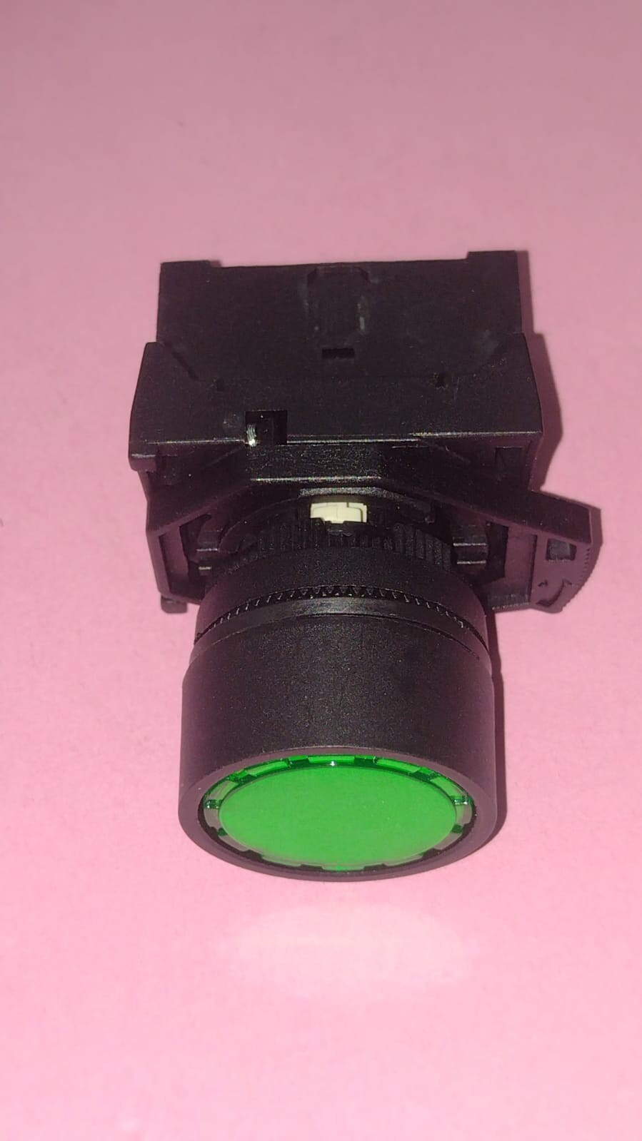 PULSANTE LUMINOSO A GHIERA E LED 24V VERDE NORMALMENTE APERTO