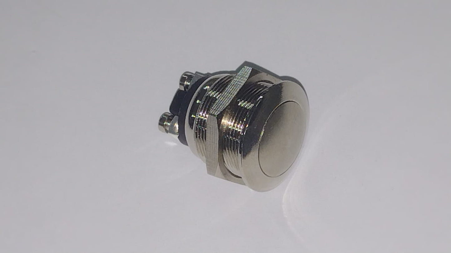 PULSANTE METALLICO ANTI VANDALO FILETTO Ø 19mm BOMBATO