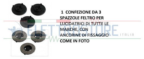 SERIE 3 SPAZZOLE FELTRO LUCIDATRICE HOOVER ELECTROLUX CON ANCORINE