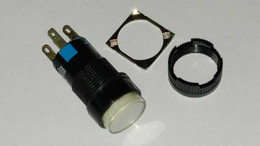 PULSANTE LUMINOSO CIRCOLARE BIANCO DC 30V 50A  AC 250V 3A 11AD/24V