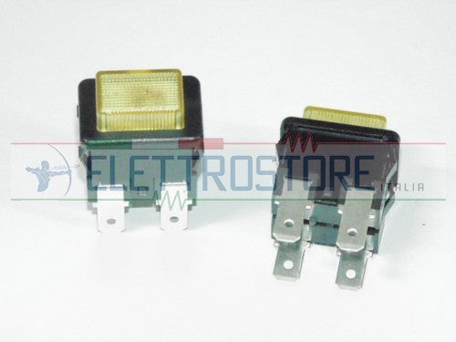 interruttore a pressione dimensioni di montaggio 19x13mm giallo 2NO 250V
