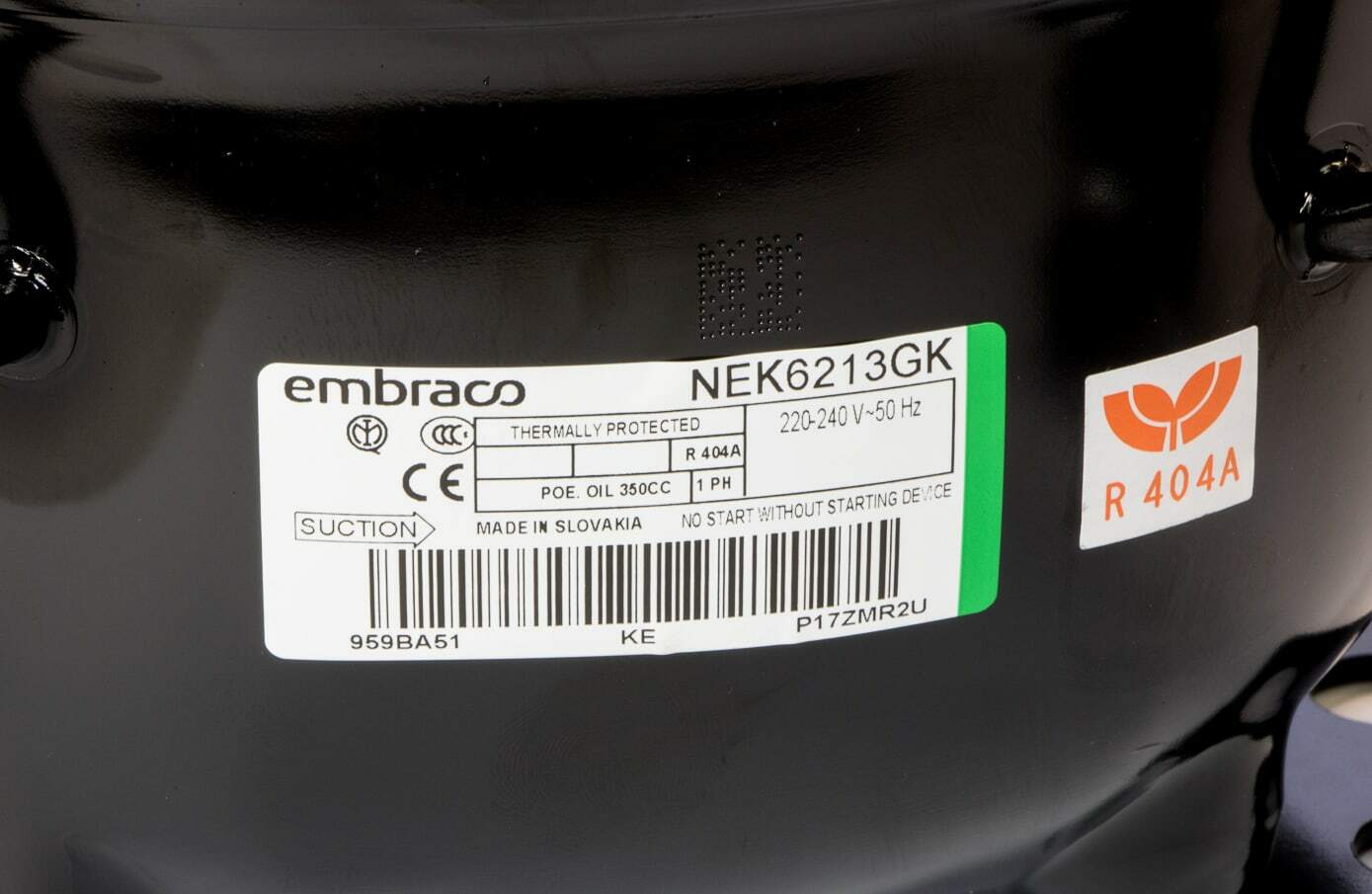 NEK6213GK EMBRACO COMPRESSORE ERMETICO PER FRIGORIFERO R404a MHBP